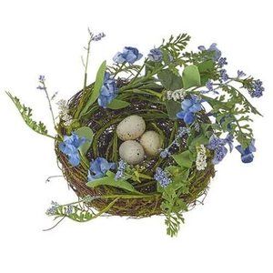 Raz Imports Floral and Fern Nest with Eggs Easter Decor